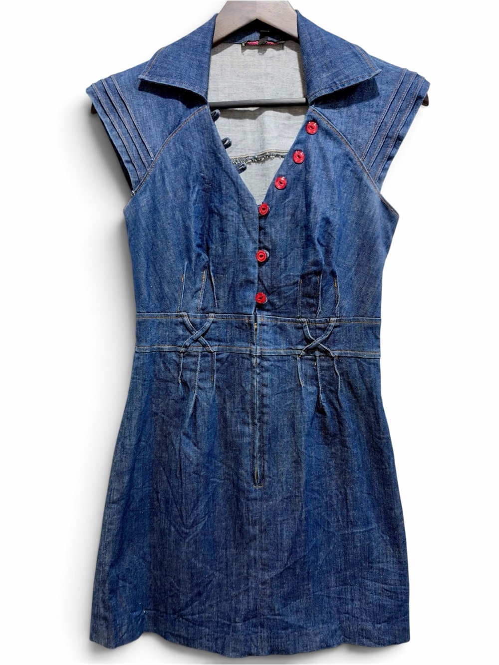 Vintage Y2K Betsey Johnson Glitter Denim Fit & Flare Dress Size 6
